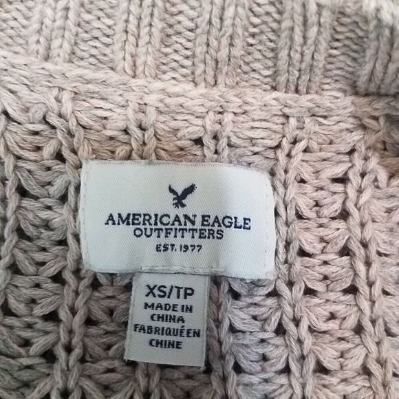 American Eagle Outfitters XS Oatmeal Beige Cardigan Longline Pockets Cotton XS - Picture 6 of 13